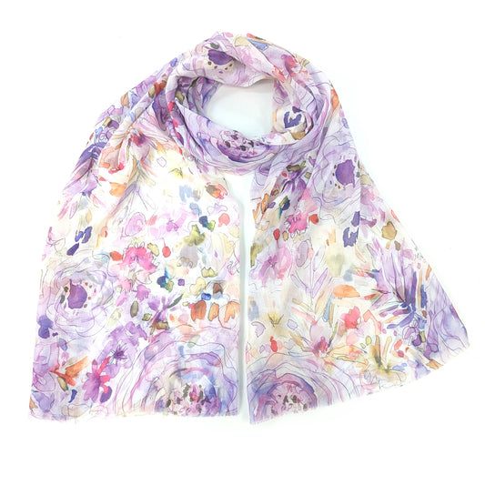 Antheia Purple Pastel Flurry Of Roses Scarf