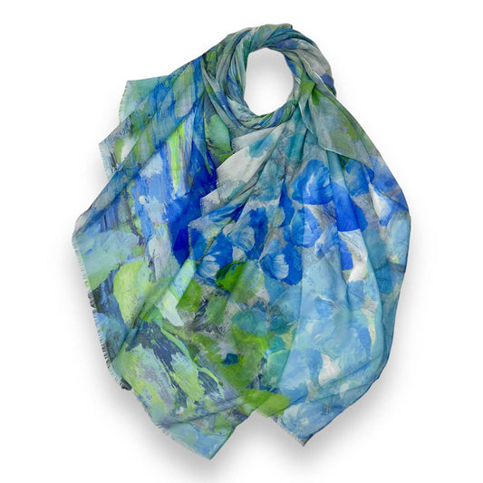 Bright Blue Abstract Tulip Print Scarf - SKRF