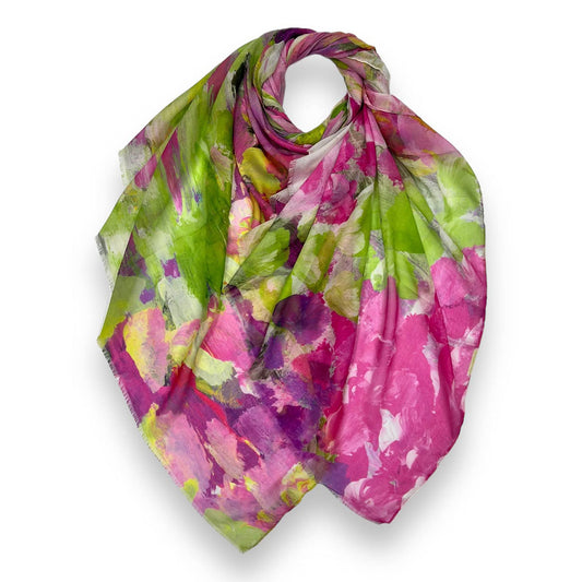 Bright Pink Abstract Tulip Print Scarf - SKRF