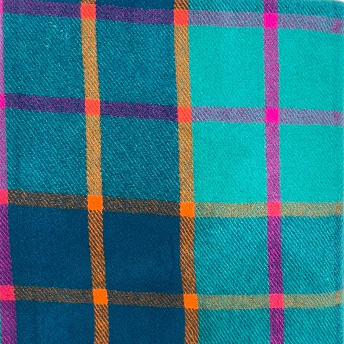 Check Scarf With Tassles Teal Green - SKRF