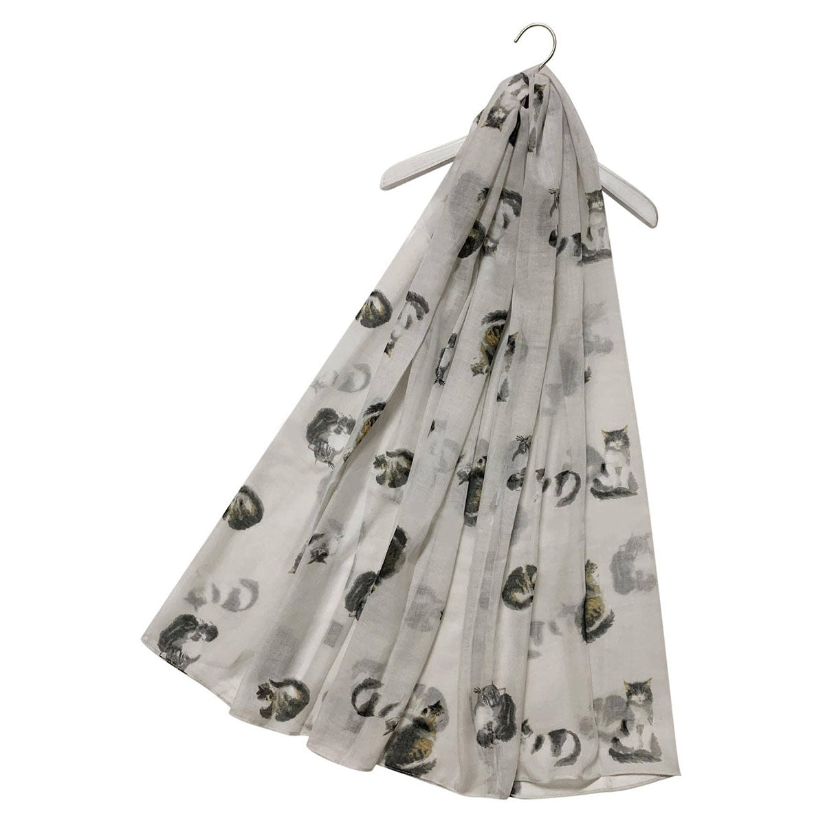 Cute Cat Animal Print Scarf Off White - SKRF