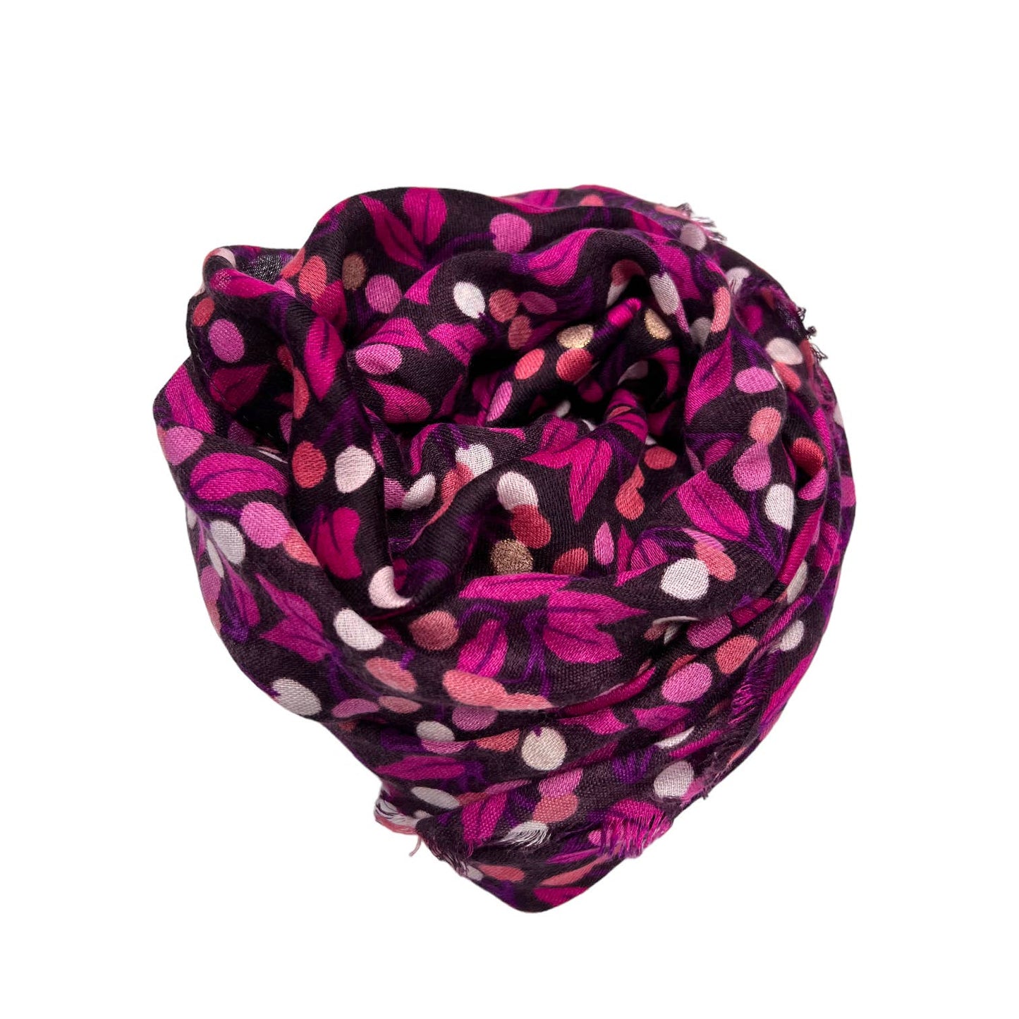 Leaf & Berry Hot Pink Print Scarf - SKRF