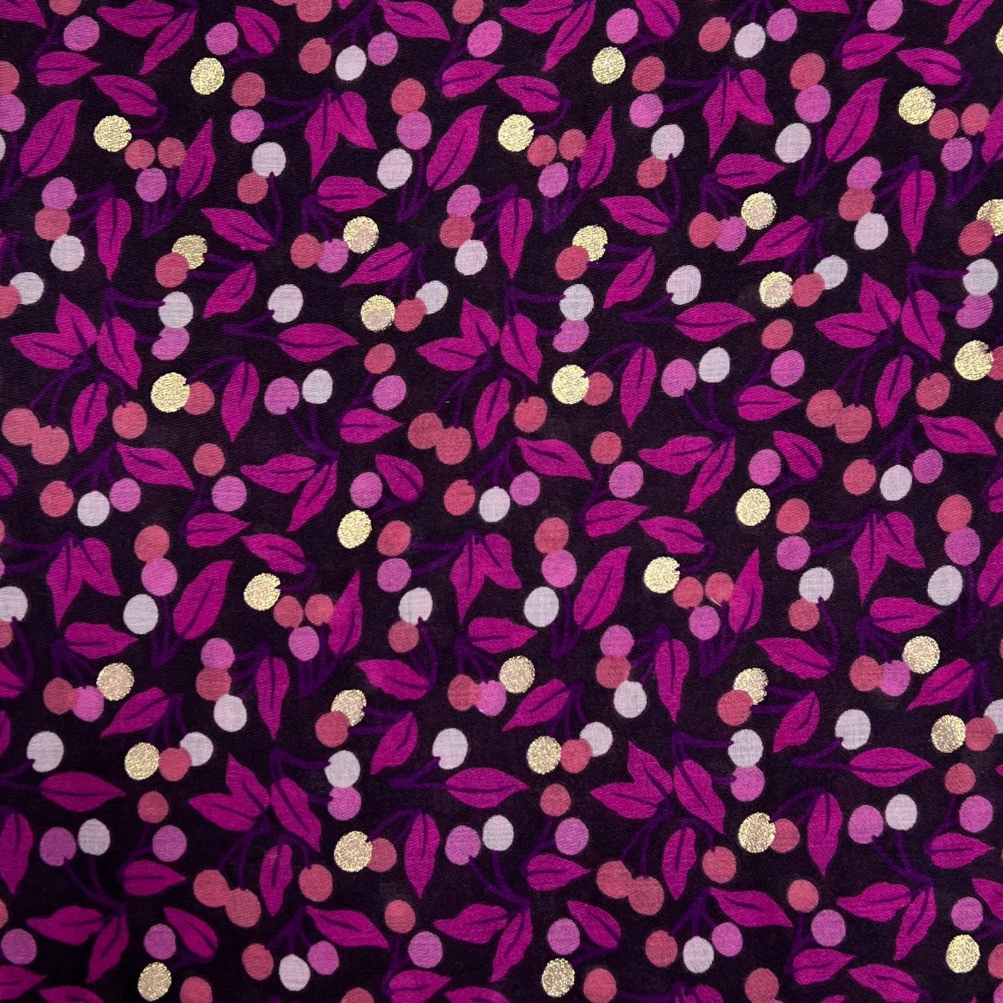 Leaf & Berry Hot Pink Print Scarf - SKRF