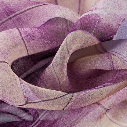Lotus Flower & Leaves Purple Lemon Print Chiffon Scarf - SKRF