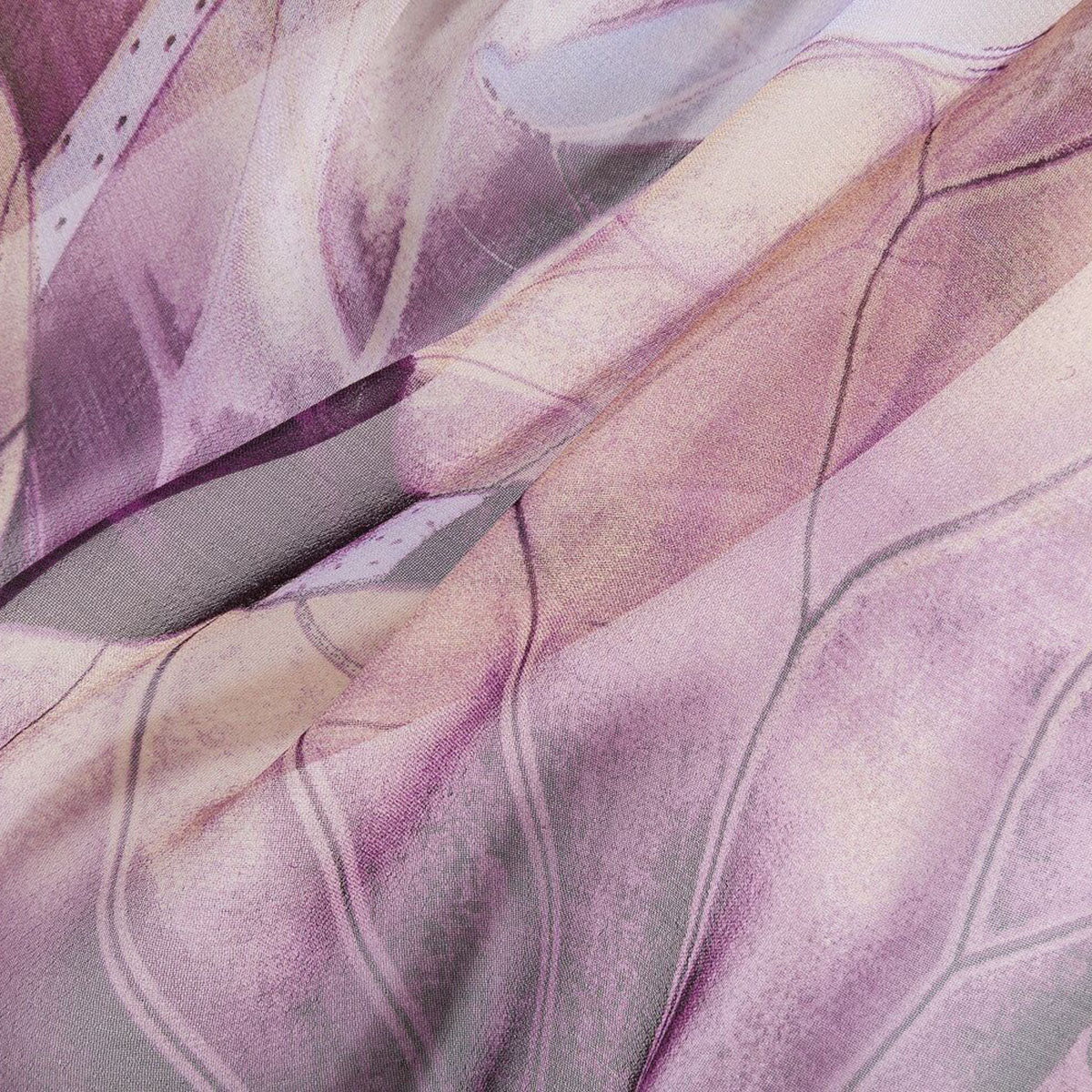 Lotus Flower & Leaves Purple Lemon Print Chiffon Scarf - SKRF