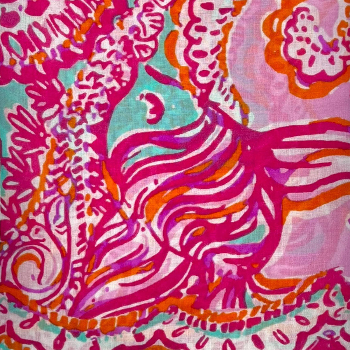 Paisley Pink Lace Print Fringe Edge Scarf - SKRF