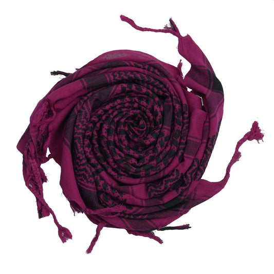 Pali Kufiya Style Magenta Pink Black Tassel Scarf - SKRF