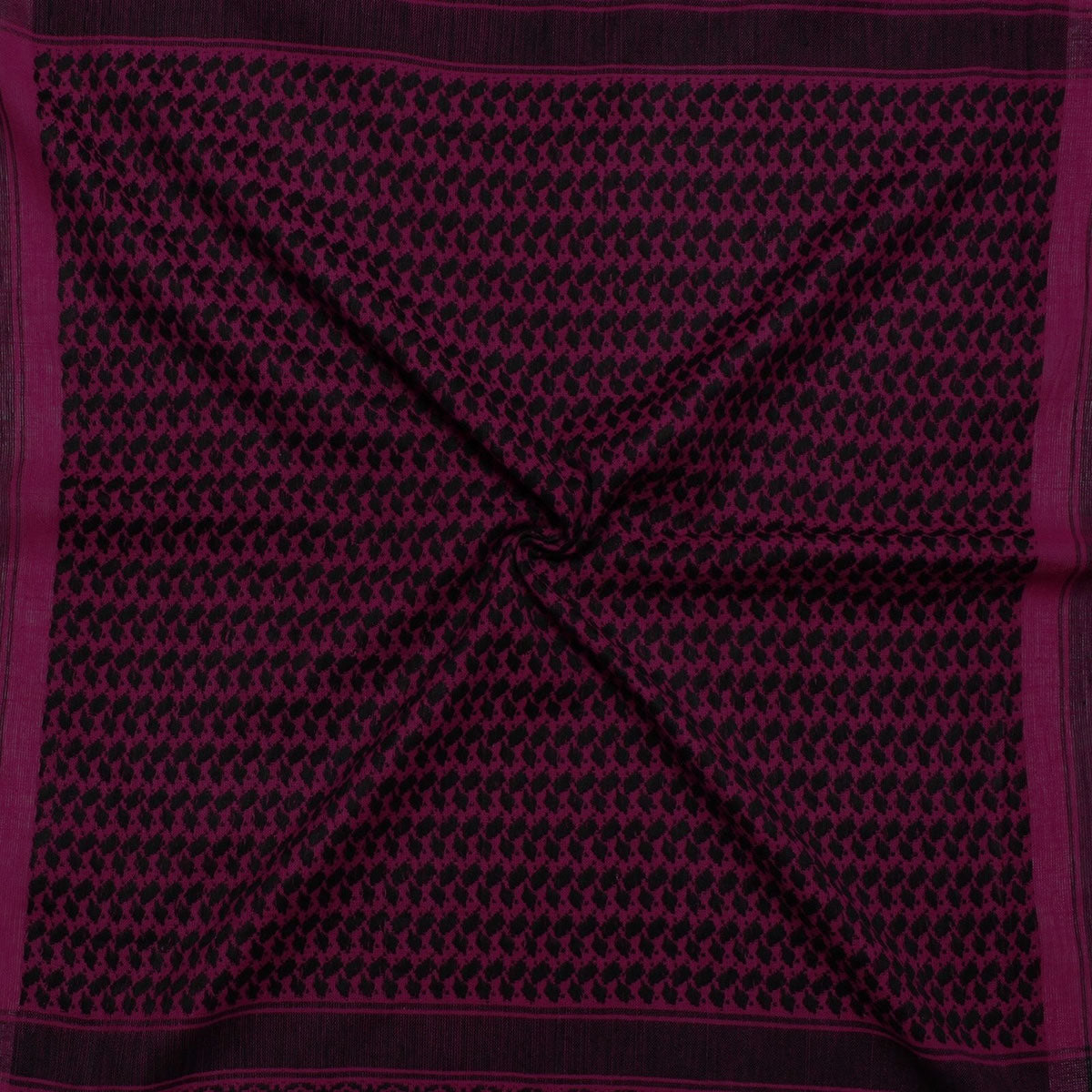 Pali Kufiya Style Magenta Pink Black Tassel Scarf - SKRF