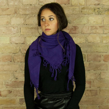 Pali Kufiya Style Purple Tassel Scarf - SKRF