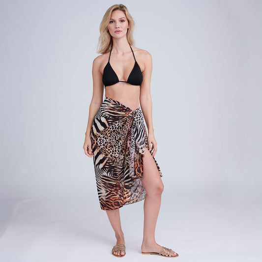 Pia Rossini Saffie Leopard Animal Print Sarong - SKRF