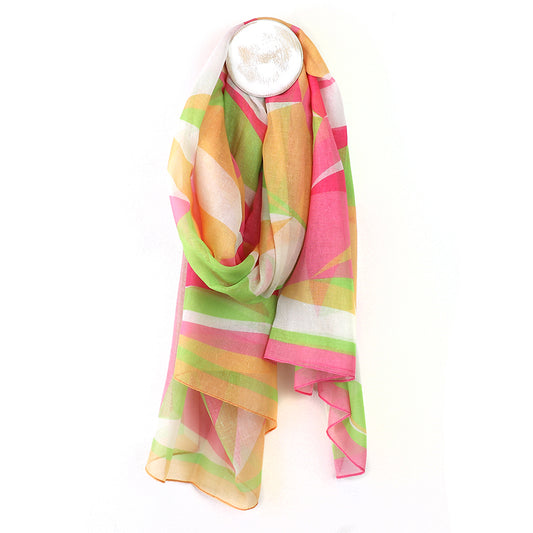 Pom Pink Abstract Print Recycled Yarn Scarf