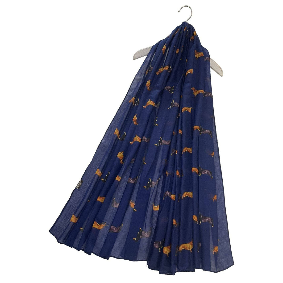 Sausage Dog Dachshund Print Scarf Navy - SKRF