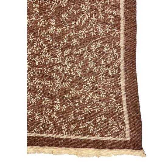 Soft Pleated Mini Leaves Print Winter Scarf Brown - SKRF
