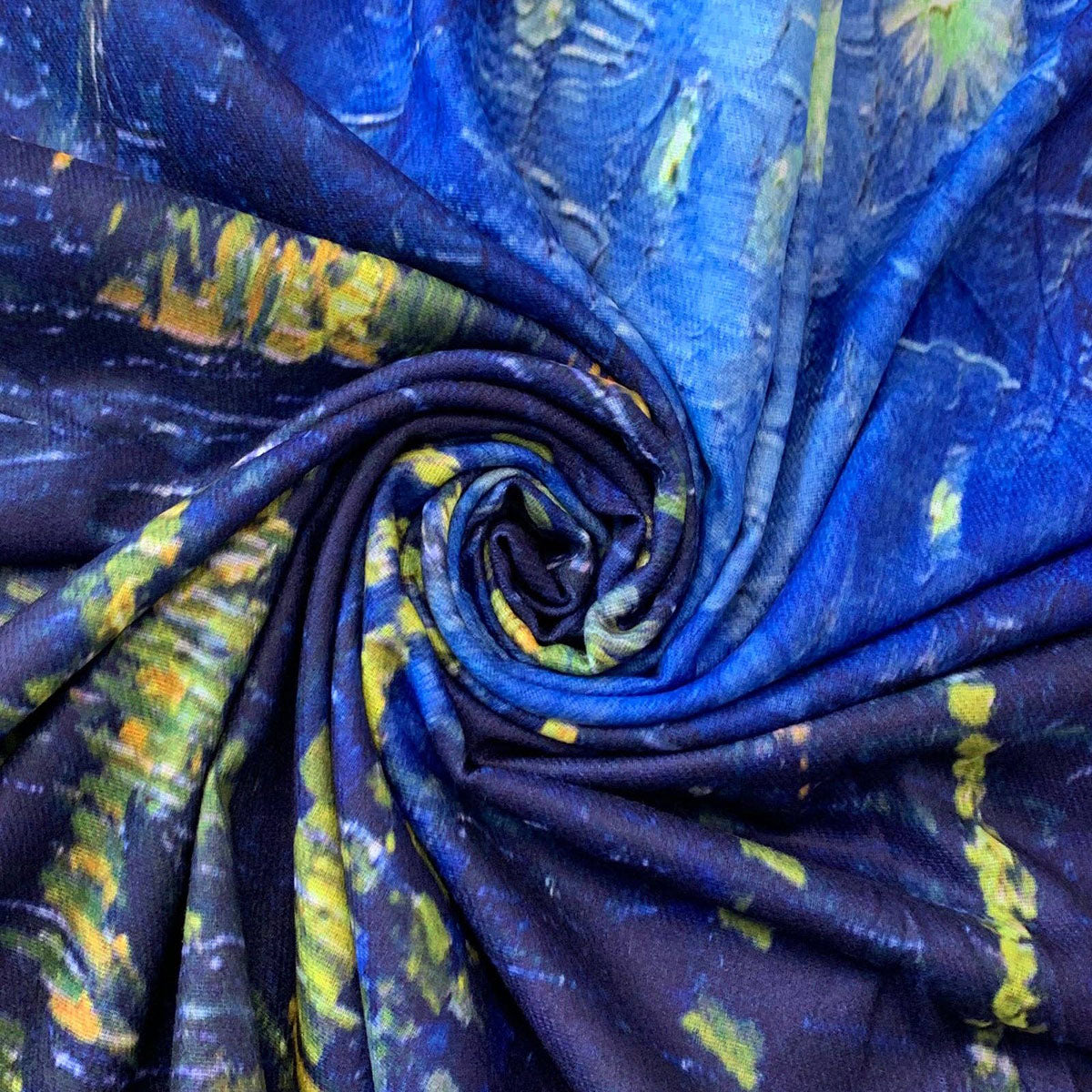 Van Gogh Style Blue Starry Over The Rhone Wool Mix Tassel Scarf - SKRF