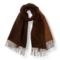 Two Tone Brown Cashmere Blend Pashmina Style Tassel Scarf