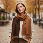 Two Tone Brown Cashmere Blend Pashmina Style Tassel Scarf