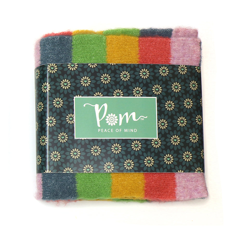 Pom Peace Of Mind Rainbow Mix Classic Knit Colour Block Stripe Scarf 52856