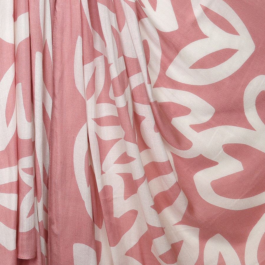 Pom Peace Of Mind Bamboo Pink White Leaf Silhouette Print Scarf 52893