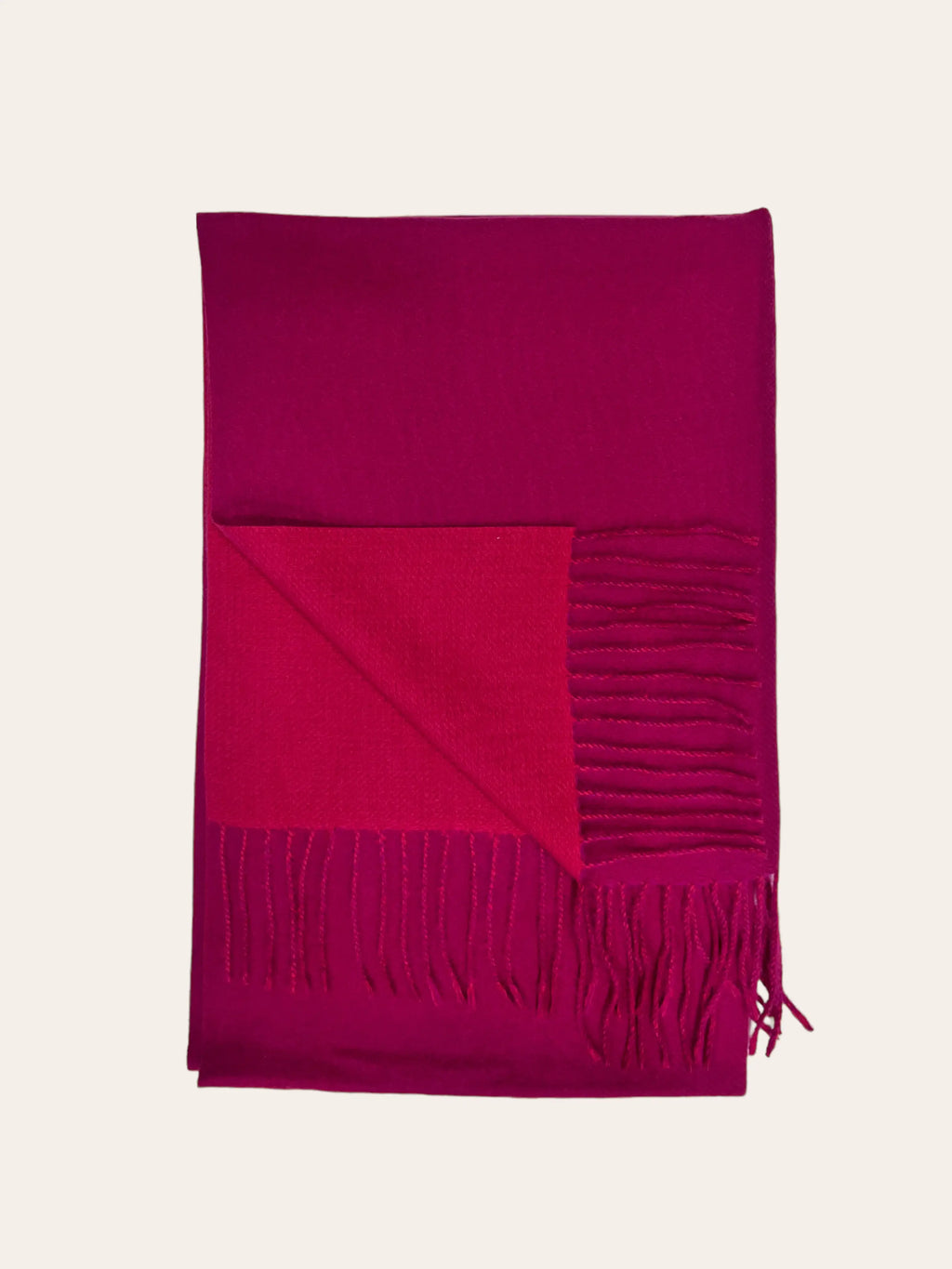 Two Tone Pink Cashmere Blend Pashmina Style Tassel Scarf