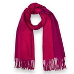 Two Tone Pink Cashmere Blend Pashmina Style Tassel Scarf