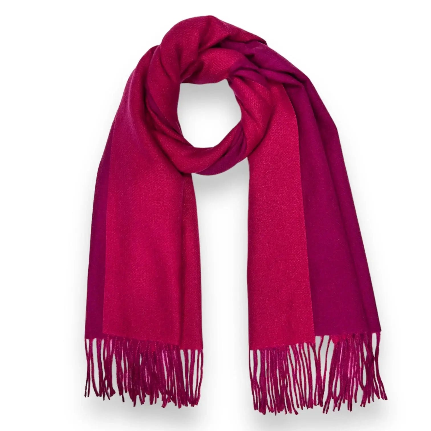 Two Tone Pink Cashmere Blend Pashmina Style Tassel Scarf