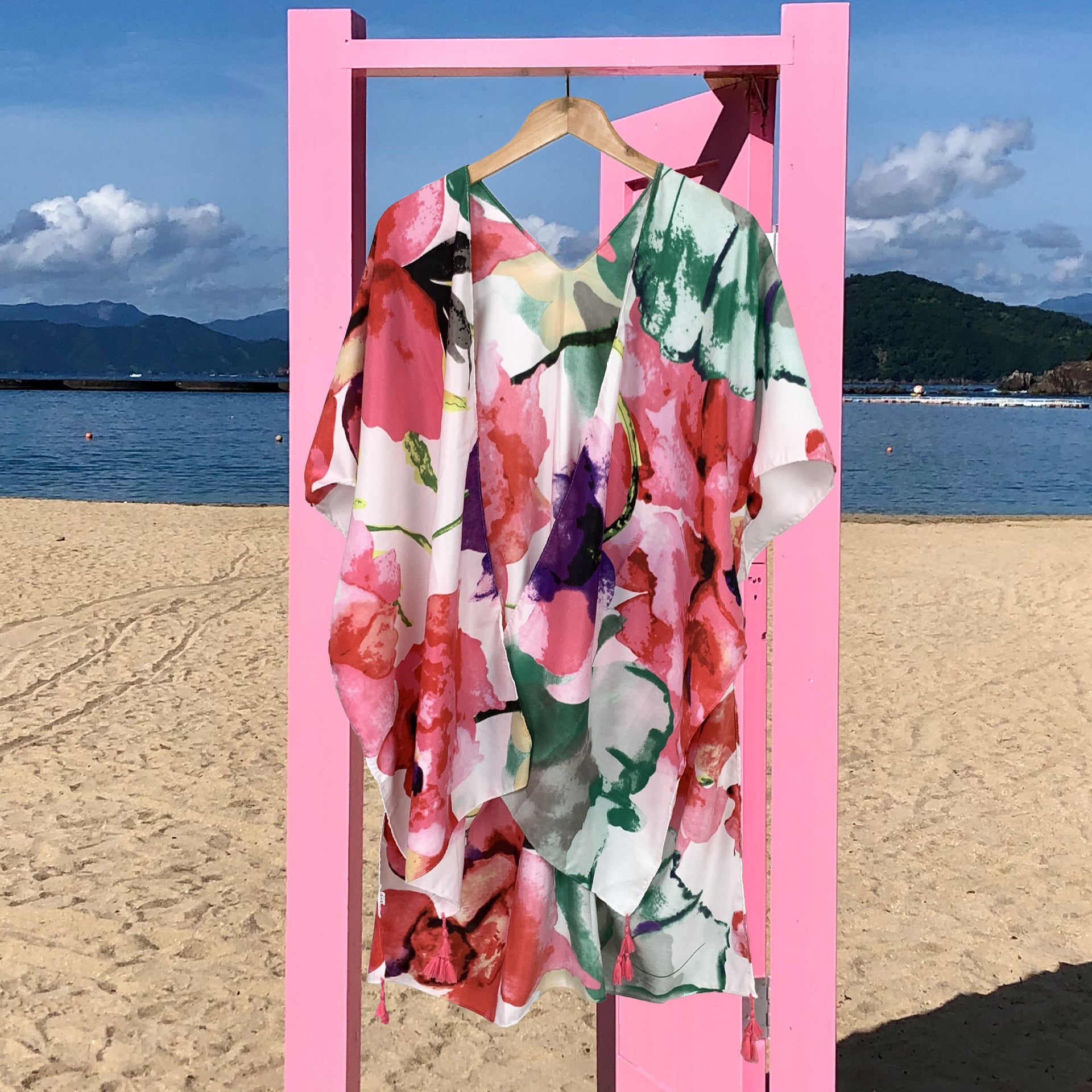 Abstract Poppy Print Summer Beach Bikini Cover Up SKRFST066YI13 - SKRF