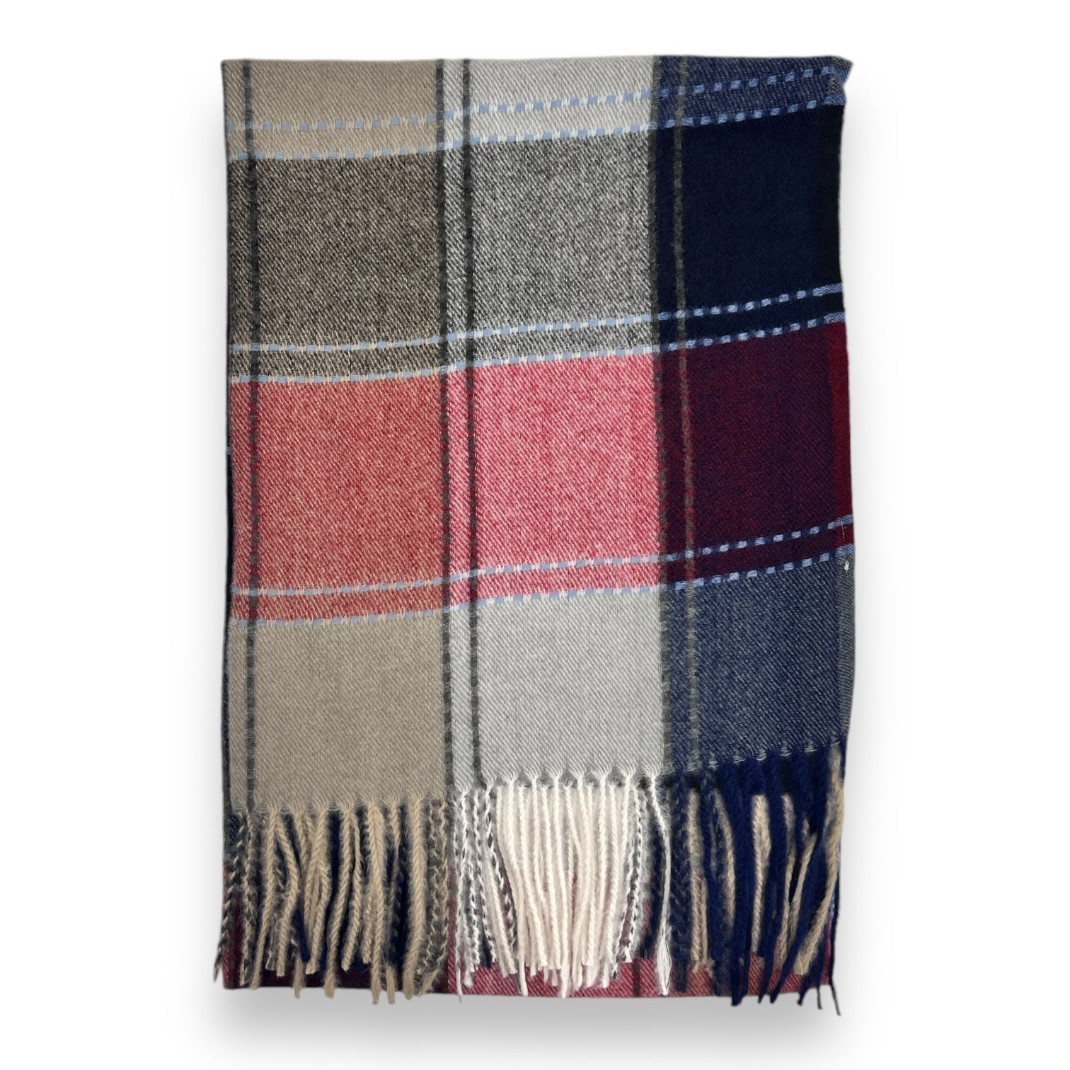 Checkered Red Scarf With Tassels