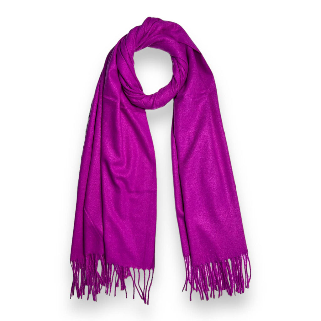 Fuchsia Pink Plain Pashmina Style Tassel Scarf
