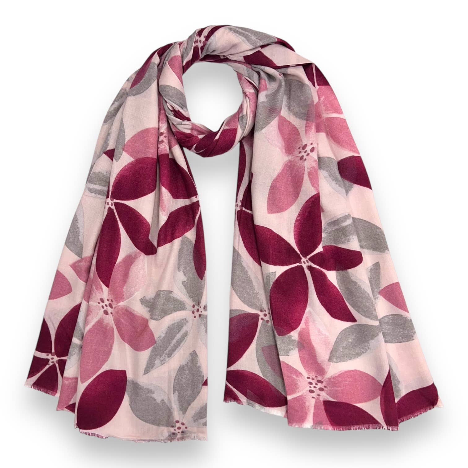 Pink Ash Tree Leaf Print Medium Weight Scarf