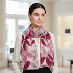 Pink Ash Tree Leaf Print Medium Weight Scarf