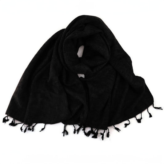 Black Nepali Tassel Shawl - SKRF