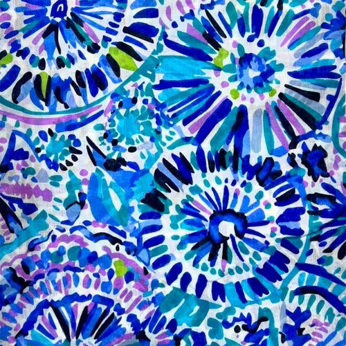 Blue Sunshine Print Scarf Fringe Finish - SKRF