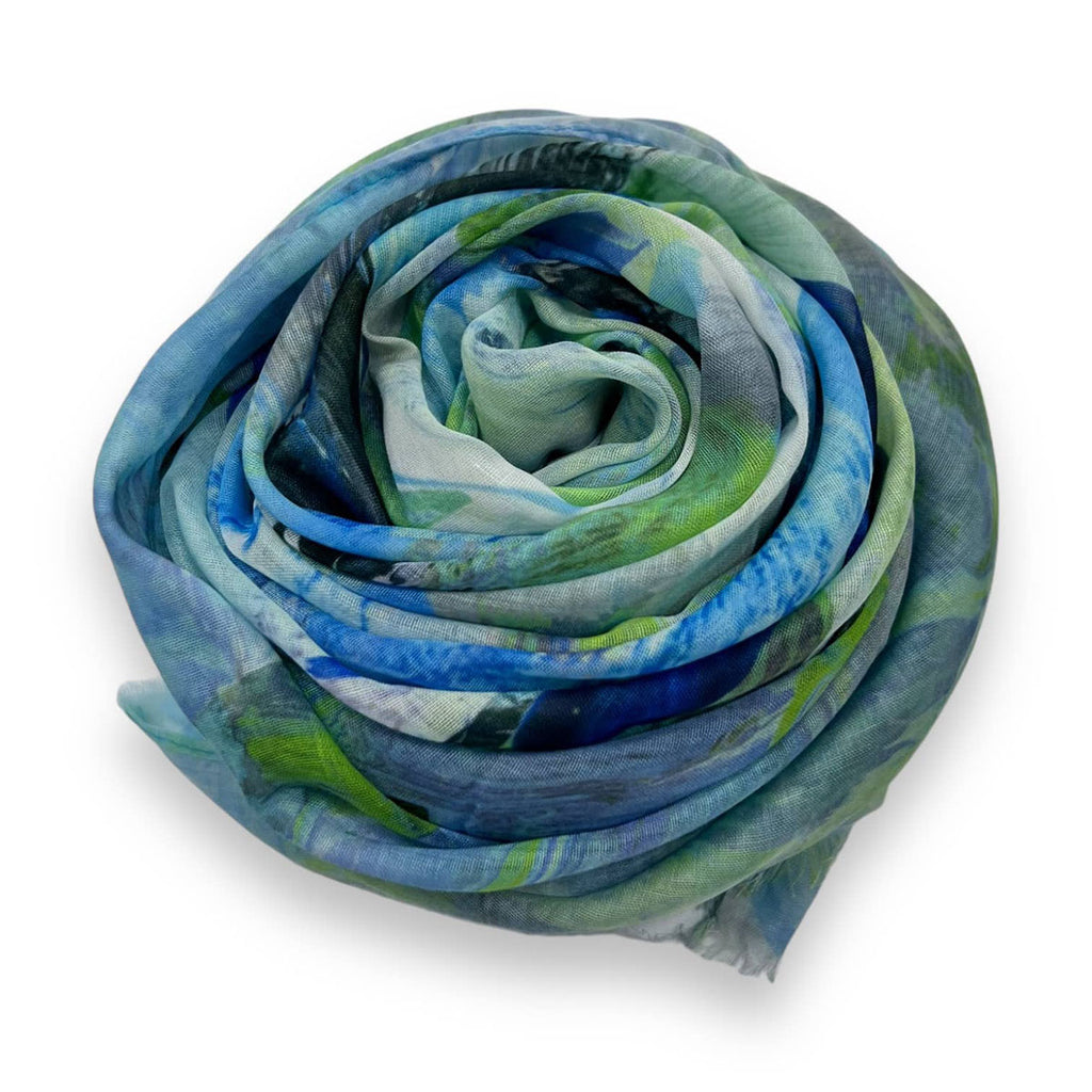 Bright Blue Abstract Tulip Print Scarf - SKRF