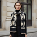 Cashmere Mix Maze Print Winter Scarf Black