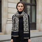 Cashmere Mix Maze Print Winter Scarf Black