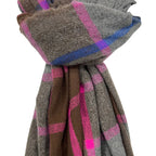Check Scarf With Tassles Brown Pink - SKRF