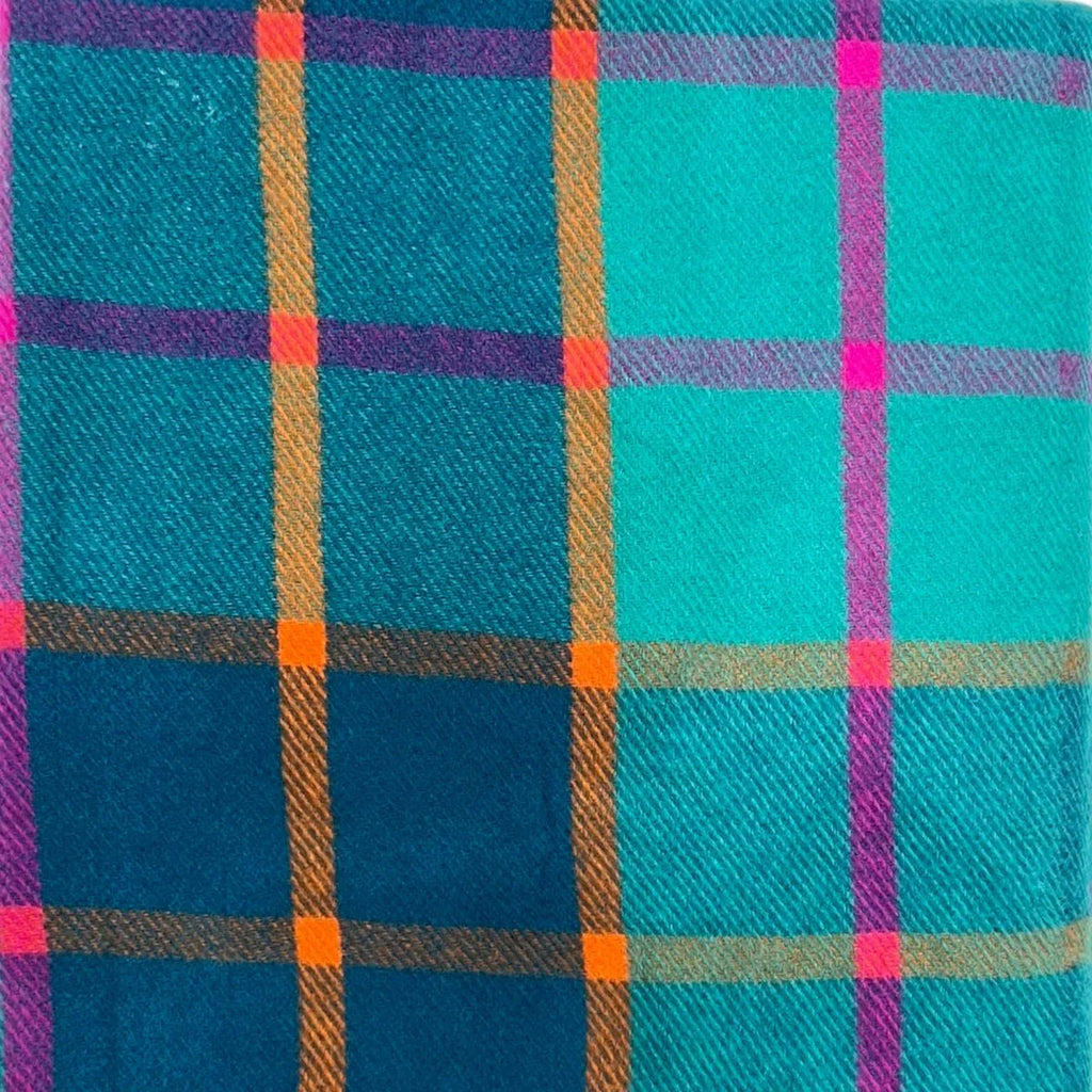 Check Scarf With Tassles Teal Green - SKRF