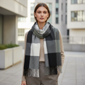 Classic Black Check Scarf With Tassels