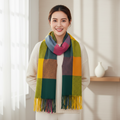 Colourful Check Scarf With Tassels