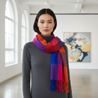 Colourful Classic Check Scarves With Tassels