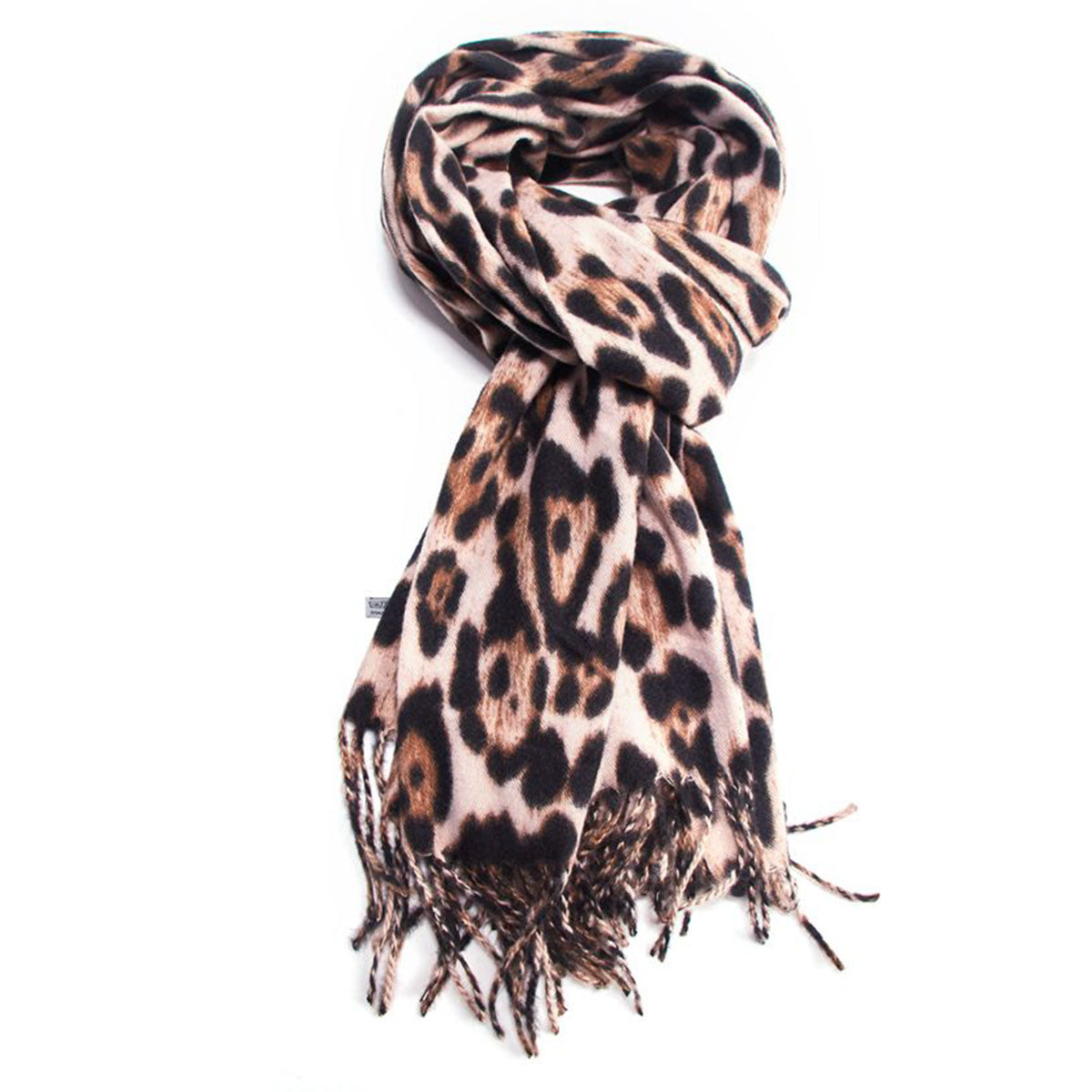 Cosy Cream Leopard Print Scarf - SKRF