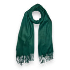 Forest Green Plain Pashmina Style Tassel Scarf
