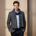 Diamond Pattern Scarf For Men Grey Navy