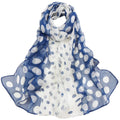 Dot Print Chiffon Scarf White Blue - SKRF