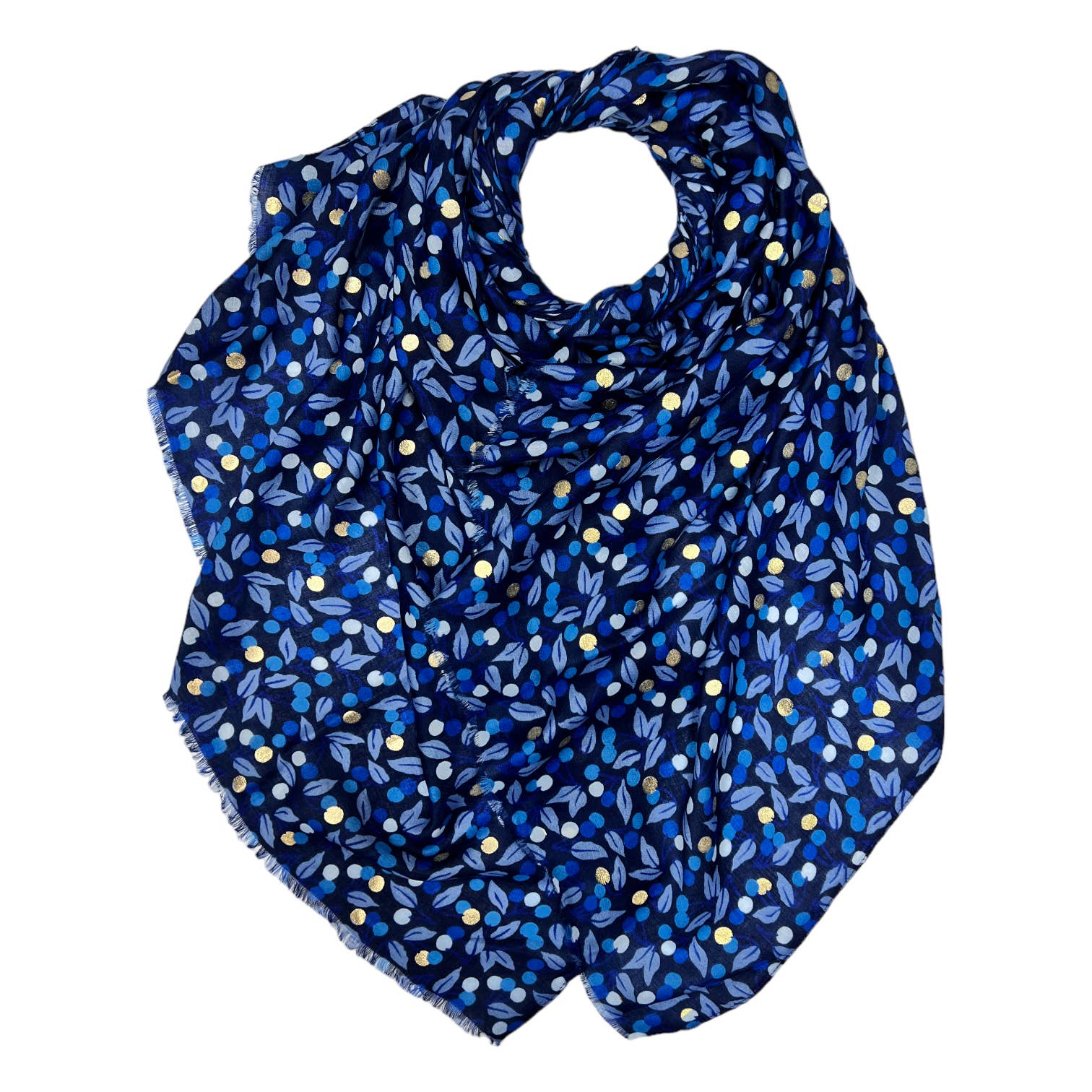Leaf & Berry Blue Print Scarf - SKRF