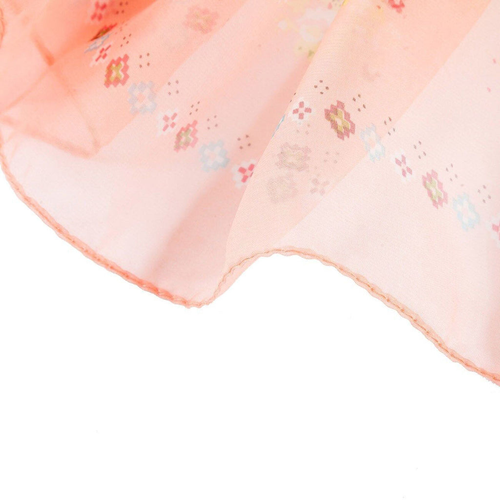 Eastern Floral Coral Green Print Chiffon Scarf - SKRF