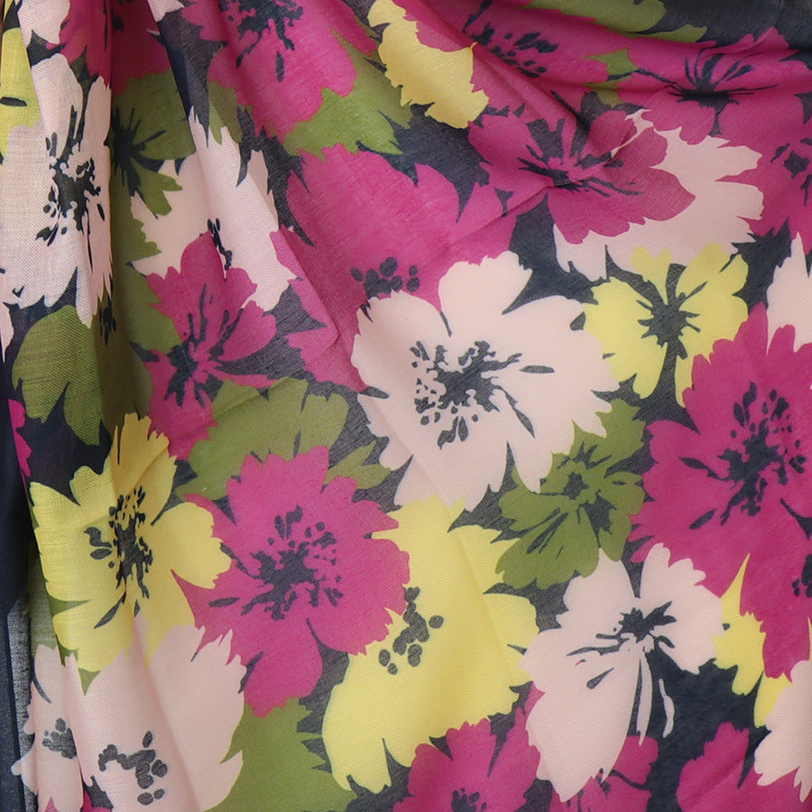 Floral Print Scarf Recycled Navy Mix - SKRF