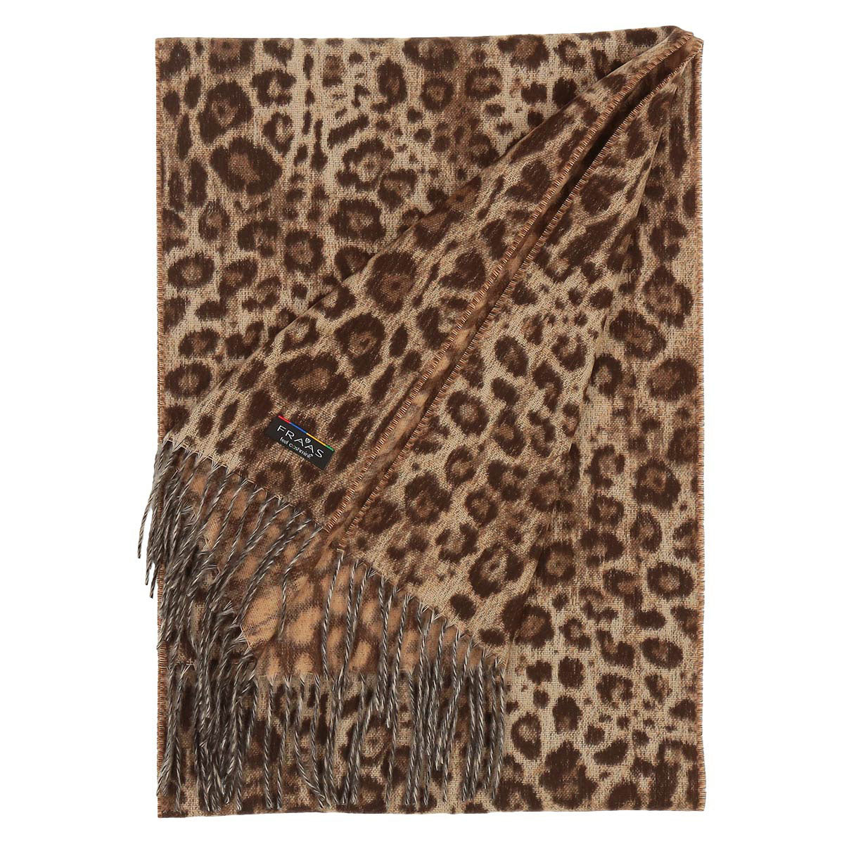 Fraas Scarf Cashmink Animal Print Camel Brown 625353 180 - SKRF