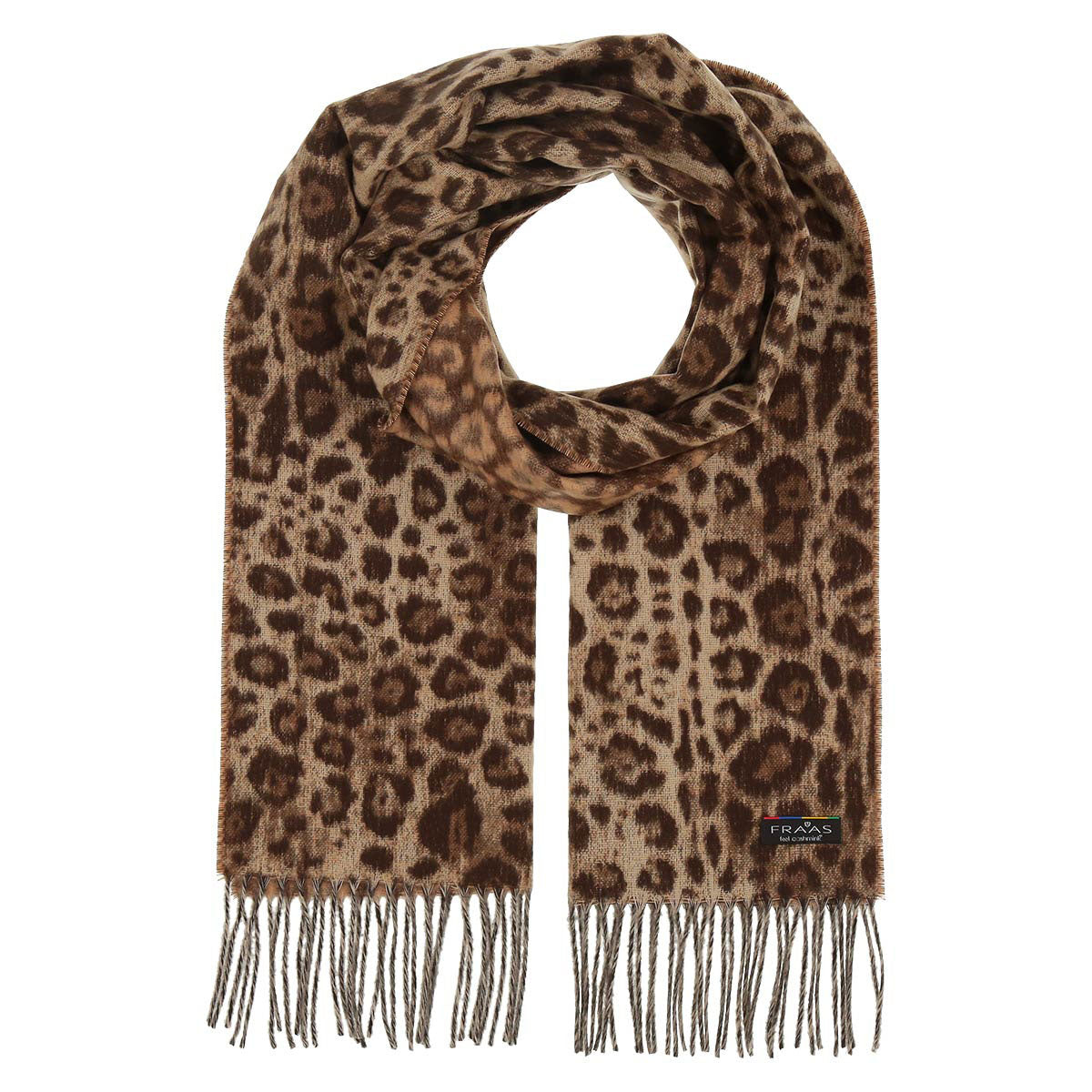 Fraas Scarf Cashmink Animal Print Camel Brown 625353 180 - SKRF