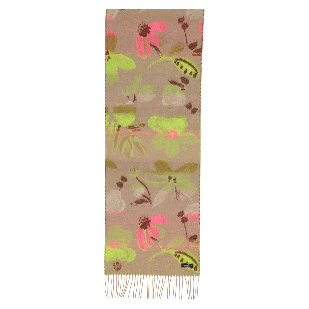 Fraas Scarf Cashmink Floral Design Taupe 625358 860 - SKRF